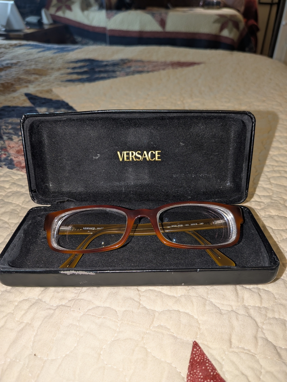 Versace Brown and Clear Men’s Eyewear Case with Glasses